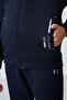 Navy Blue Cotton Thick Fleece Lined Standard Fit Embroidered Boys' Tracksuit Set - 11240 - 4