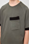 Khaki Cotton Soft Textured Oversize Pocket Detailed Boy's T-Shirt - 11295 - 3