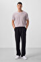 Black Surface Textured Comfortable Form Palazzo Men's Trousers - 82163