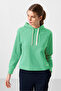 Water Green-Navy Blue Hooded Oversized Women's Tracksuit Set - 95336 - 3