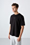Black Cotton Thick Soft Textured Oversize Fit Printed Men's T-Shirt - 88342 - 4