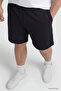 Black Comfortable Form Lace-Up Pocket Detailed Oversized Men's Shorts - 81297 - 3