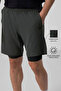 Khaki Slim Soft Standard Fit Men's Tights Shorts - 81287 - 2
