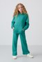 Sea Green Cotton Fleece Inside, Soft Textured, Standard Fit, Embroidered Girls' Tracksuit Set - 75162 - 3