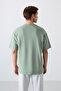 Light Green Cotton Thick Soft Textured Oversize Fit Printed Men's T-Shirt - 88324 - 5