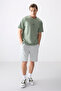 Light Green Cotton Thick Soft Textured Oversize Fit Printed Men's T-Shirt - 88373 - 3