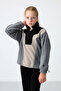 Gray Melange Thick Soft Textured Comfortable Embroidered Fleece Girls' Sweatshirt - 75153 - 3