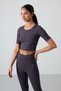 Anthracite High Waist Capri-Crop T-Shirt Slim Fit Women's Leggings Set - 95285 - 7