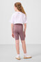 White-Dusty Rose V-Neck Belt Detailed Standard Fit Performance Girl's Tights Set - 75187 - 7