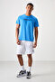Cobalt Blue Breathable Textured Slim Fit Flexible Standard Fit Men's Performance T-Shirt - 88385 - 2