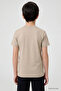 Beige O Neck Standard Fit Basic Unisex Kids T-Shirt - 11328 - 5