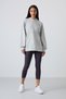 Gray Melange Balloon Sleeve Letter Embroidered Women's Comfortable Fit Tunic Sweatshirt - 97163 - 2