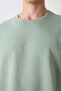 Light Green Cotton Thick Soft Textured Oversize Fit Printed Men's T-Shirt - 88324 - 3