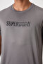Dark Gray Breathable Textured Slim Flexible Standard Fit Men's Performance T-Shirt - 88385 - 3