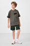 Khaki Cotton Soft Textured Oversize Pocket Detailed Boy's T-Shirt - 11295 - 2
