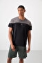 Black Breathable Textured Slim Flexible Standard Fit Men's Performance T-Shirt - 88386 - 4