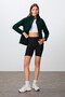 Pine Green Thick Soft Textured Hooded Standard Fit Embroidered Fleece Women's Sweatshirt -97287 - 3