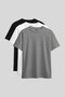 Standard Fit Basic O Neck 3 Pack Black-White-Grey Melange Women's T-Shirt - 97311