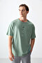 Light Green 100% Cotton Thick Soft Textured Oversize Fit Printed Men's T-Shirt -88355