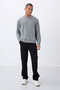 Gray Melange Compact Cotton Thick Smooth Textured O Neck Standard Fit Men's Sweatshirt -88405 - 3