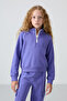 Lilac Cotton Fleece Inside, Soft Textured, Standard Fit, Embroidered Girls' Tracksuit Set - 75159 - 4