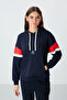 Indigo Compact Cotton Thick Smooth Textured Hooded Standard Fit Women's Sweatshirt - 97290