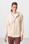 Beige Soft Textured Hooded Standard Fit Women's Tunic Sweatshirt - 97302