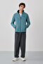 Standard Mold Mock Neck 2-Pack Indigo-Mint Green Men's Fleece Sweatshirt - 87992 - 5