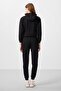 Black Hooded Zippered Standard Fit Women's Tracksuit Set - 95328 - 7