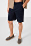 Navy Blue Standard Fit Woven Lightweight Flexible Chino Men's Shorts - 81291 - 2