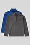 Standard Fit Stand Collar 2-Pack Dark Gray-Parliament Men's Fleece Sweatshirt - 88310