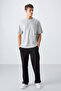 Stone Cotton Thick Surface Textured Oversize Fit Basic Men's T-Shirt - 88341 - 2
