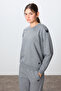 Gray Melange Compact Cotton Thick Smooth Textured O-Neck Standard Fit Women's Tracksuit Set - 95341 - 2