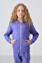 Lilac Cotton Inside Hairy Soft Textured Standard Fit Embroidered Girl's Tracksuit Set - 75148 - 2