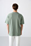 Light Green Cotton Thick Surface Textured Oversize Fit Basic Men's T-Shirt - 88341 - 5