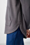 Dark Gray Soft Textured Hooded Standard Fit Women's Tunic Sweatshirt - 97302 - 4