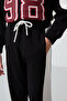 Black Cotton Hairy Inside Soft Textured Standard Fit Embroidered Girl's Tracksuit Set - 75170 - 5