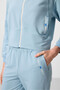 Light Blue Hooded Zippered Standard Fit Women's Tracksuit Set - 95328 - 5