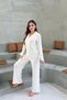 Ecru Modal Front Buttoned Pajama Set - 4