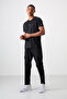 Black Breathable Textured Slim Flexible Standard Fit Men's Performance T-Shirt - 88387 - 2