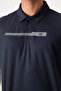 Navy Blue Breathable Textured Slim Flexible Standard Fit Polo Neck Men's Performance T-Shirt - 88393 - 3