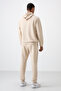 Beige Cotton Thick Soft Textured Comfort Fit Embroidered Men's Tracksuit Set - 85255 - 8