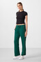 Green Soft Textured Side Panel Detailed Wide Leg Women's Palazzo Trousers - 94669