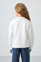 Ecru Cotton Fuzzy Inside, Soft Textured, Comfortable Fit, Embroidered Girls' Sweatshirt - 75150 - 5