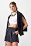 Anthracite Hidden Pocket Zippered Comfortable Form Women's Shorts - 91014 - 6