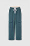 Forest Green Double Belted Cargo Pocket Palazzo Girls' Sweatpants - 75198 - 3