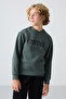 Khaki Cotton Thick Fleece Soft Textured Standard Fit Printed Boys' Sweatshirt - 11216 - 4