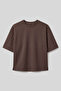 Brown O-Neck Standard Fit Short Sleeve Women's T-Shirt - 97316