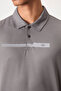 Dark Gray Breathable Textured Slim Flexible Standard Fit Polo Neck Men's Performance T-Shirt - 88393 - 3