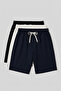 Standard Fit 3-Pack Black-Navy Blue-Ecru Men's Shorts - 81314